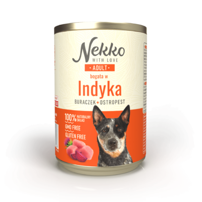 NEKKO puszka pies ADULT bogata w indyka, burak + ostropest