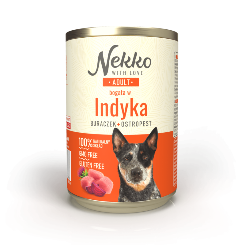 NEKKO puszka pies ADULT bogata w indyka, burak + ostropest