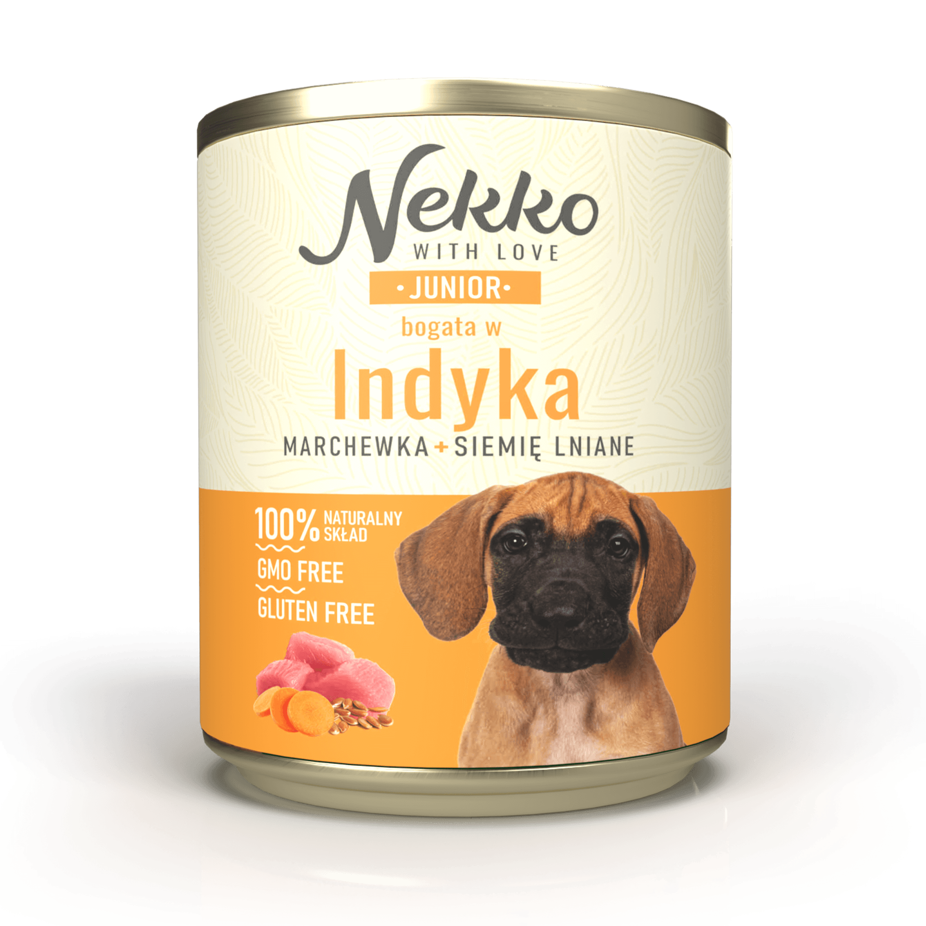 NEKKO puszka pies JUNIOR bogata w indyka, marchewka + siemię lniane