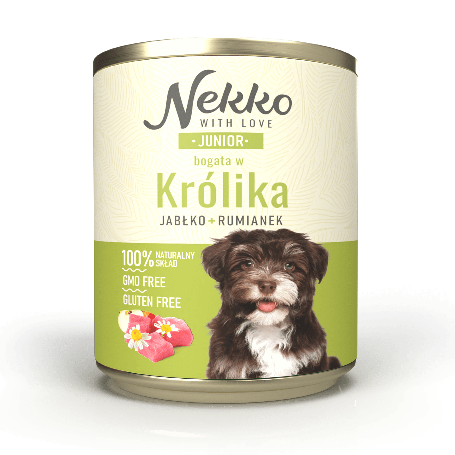 NEKKO puszka pies JUNIOR bogata w królika, jabłko + rumianek