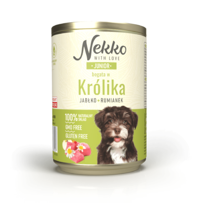 NEKKO puszka pies JUNIOR bogata w królika, jabłko + rumianek