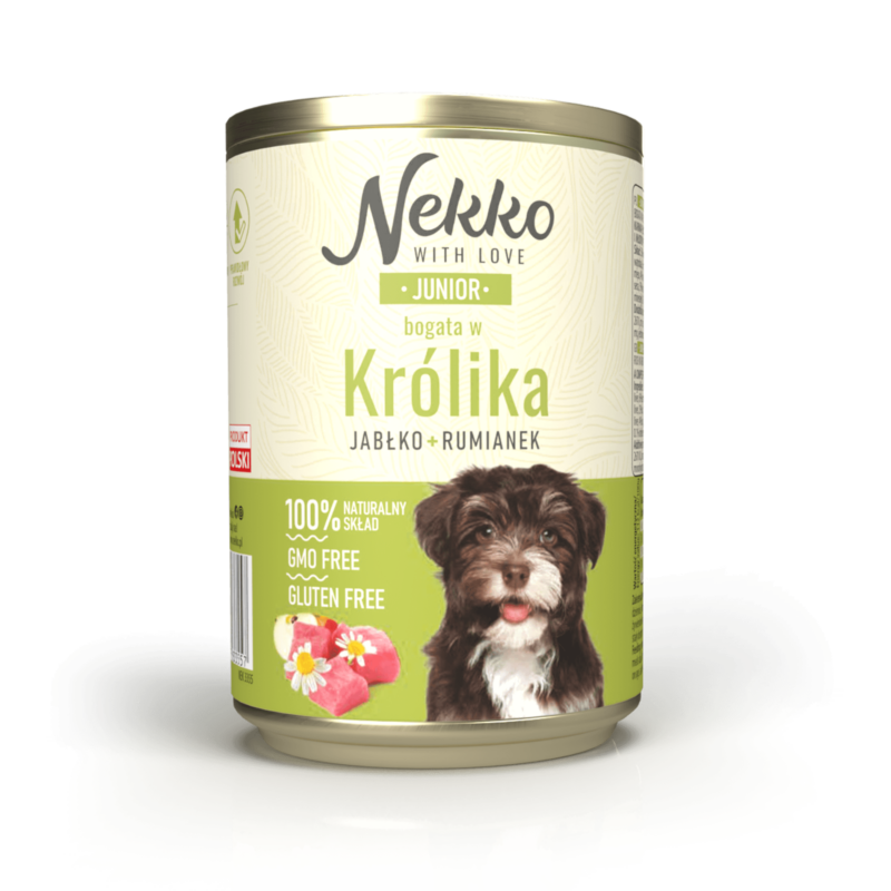 NEKKO puszka pies JUNIOR bogata w królika, jabłko + rumianek