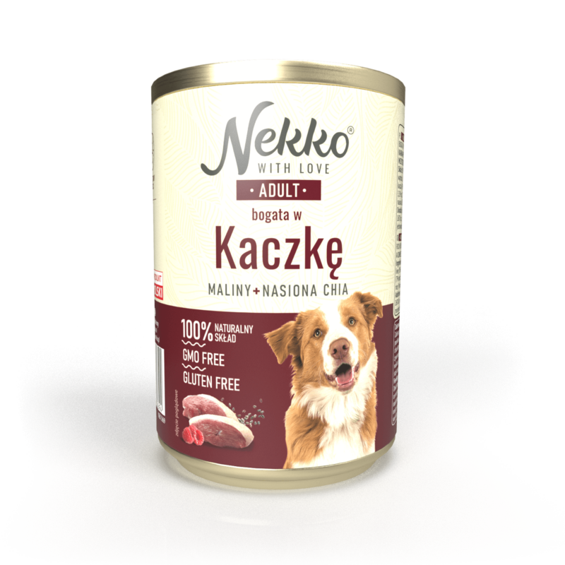 NEKKO puszka pies ADULT bogata w kaczkę, maliny + nasiona chia