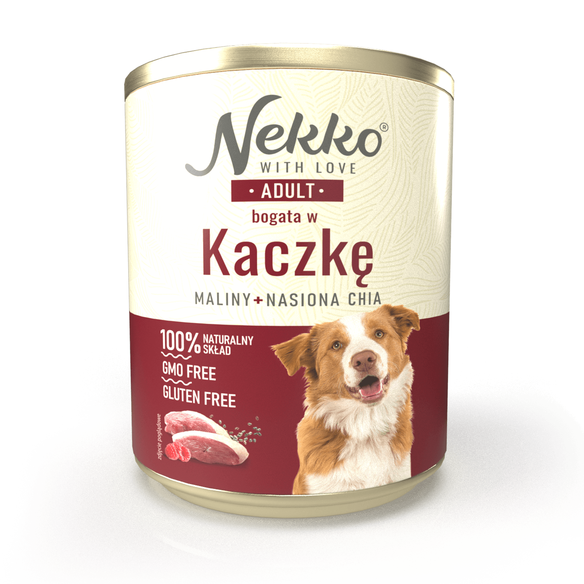 NEKKO puszka pies ADULT bogata w kaczkę, maliny + nasiona chia