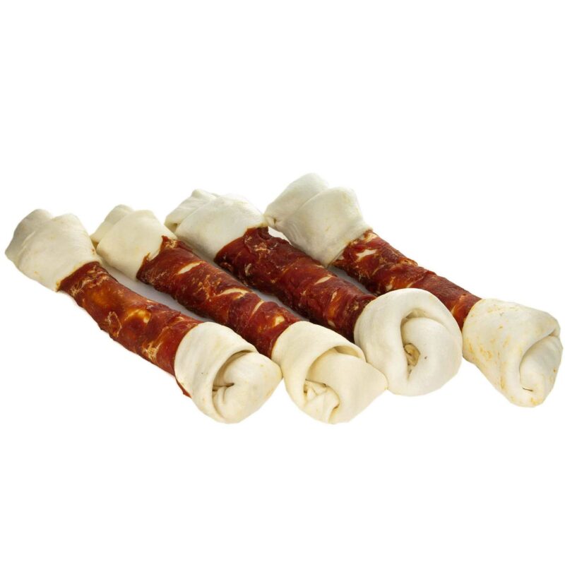 Przysmak NEKKO Kość wiązana wapienna owinięta kaczką 26cm 500g