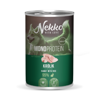 NEKKO MONOPROTEIN ADULT Królik z ryżem puszka 400g