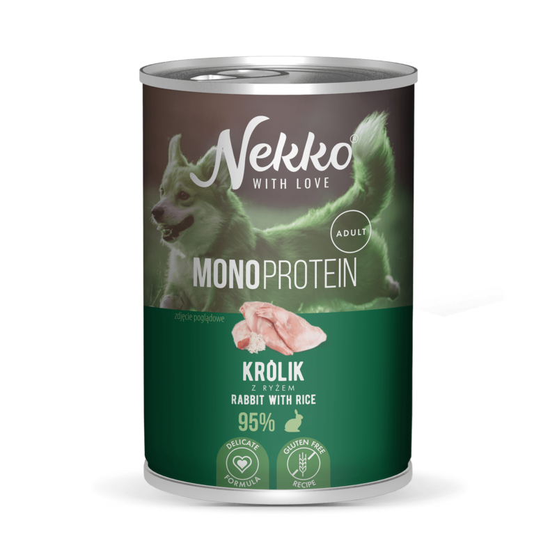 NEKKO MONOPROTEIN ADULT Królik z ryżem puszka 400g