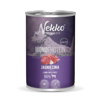 NEKKO MONOPROTEIN JUNIOR Jagnięcina z ryżem- puszka 400g