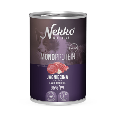 NEKKO MONOPROTEIN ADULT Jagnięcina z ryżem puszka 400g