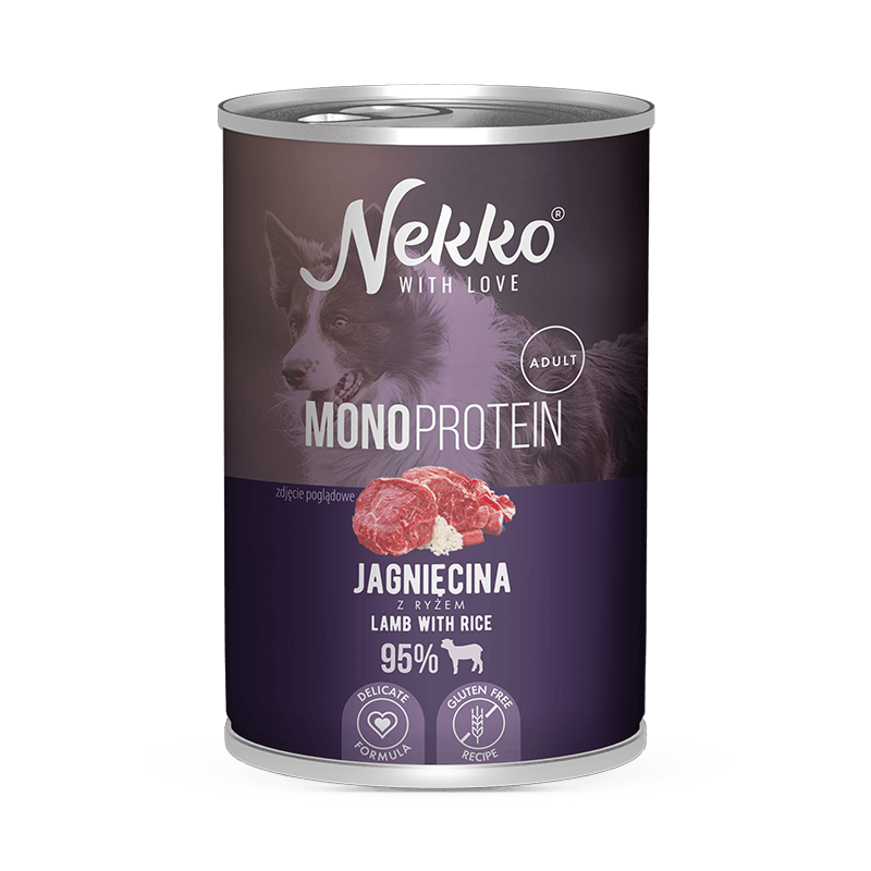NEKKO MONOPROTEIN ADULT Jagnięcina z ryżem puszka 400g