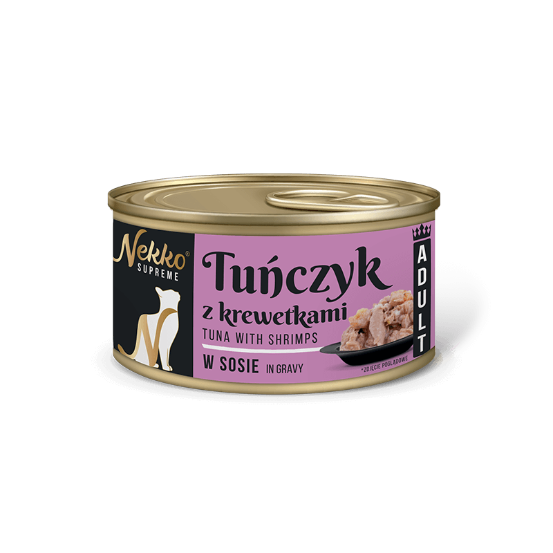 NEKKO SUPREME ADULT Tuńczyk z krewetkami w sosie puszka 80g
