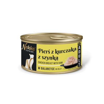 NEKKO SUPREME ADULT Pierś z kurczaka z szynką w galaretce puszka 80g