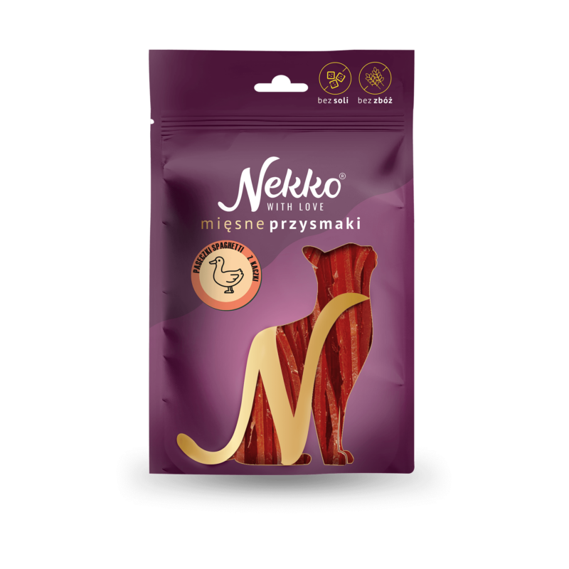 NEKKO  Przysmak dla kota –  Paseczki spaghetti z kaczki 50g