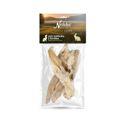NEKKO NATURAL SNACK Uszy królika z futrem 5szt. / 50g