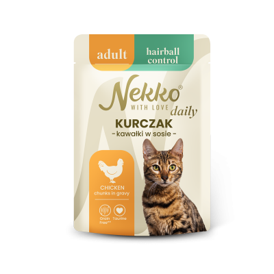 NEKKO DAILY ADULT HAIRBALL z kurczakiem w sosie 85g