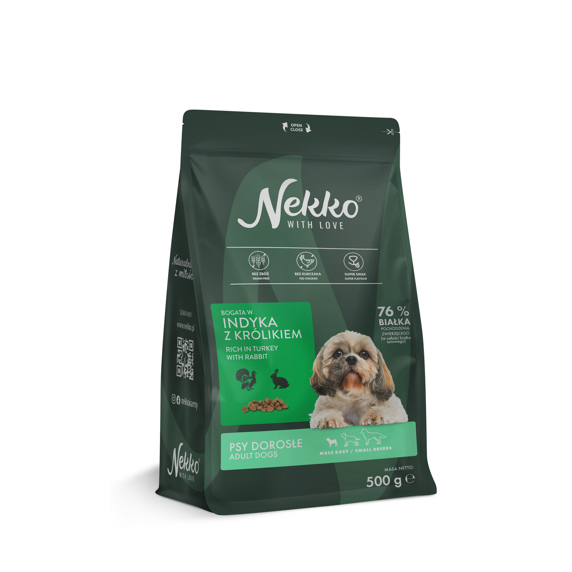 NEKKO karma sucha bezzbożowa psy dorosłe małe rasy bogata w indyka z królikiem