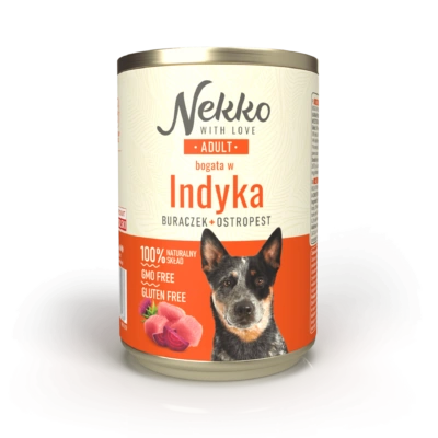 NEKKO puszka pies ADULT bogata w indyka, burak + ostropest