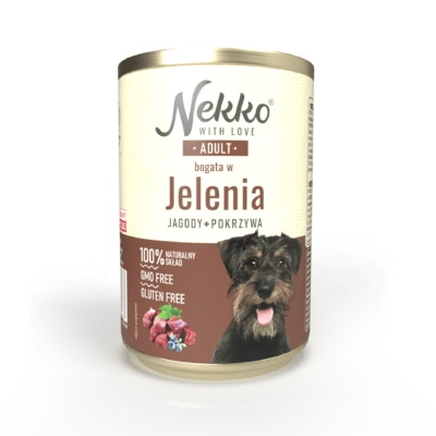NEKKO puszka pies ADULT bogata w jelenia, jagody + pokrzywa
