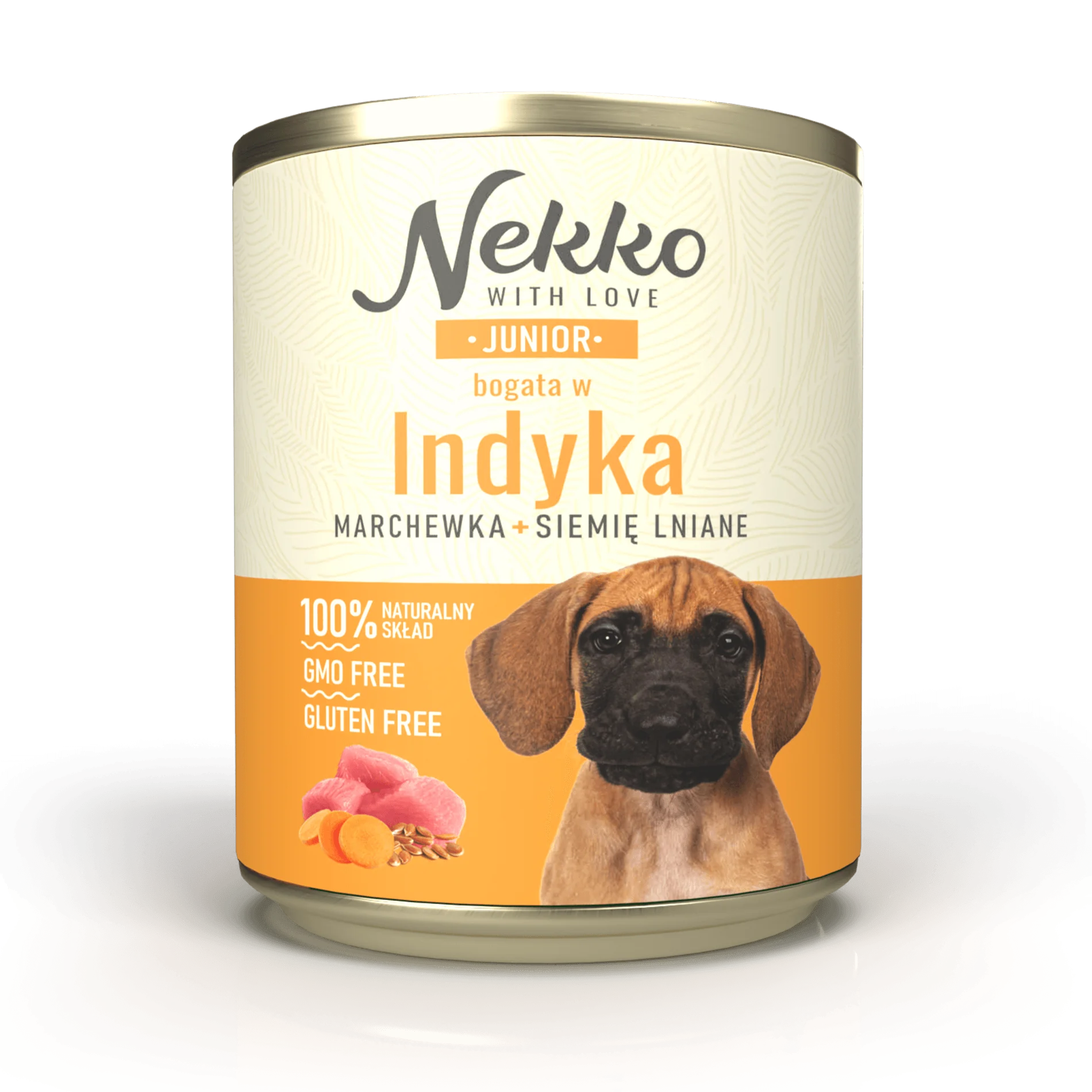 NEKKO puszka pies JUNIOR bogata w indyka, marchewka + siemię lniane