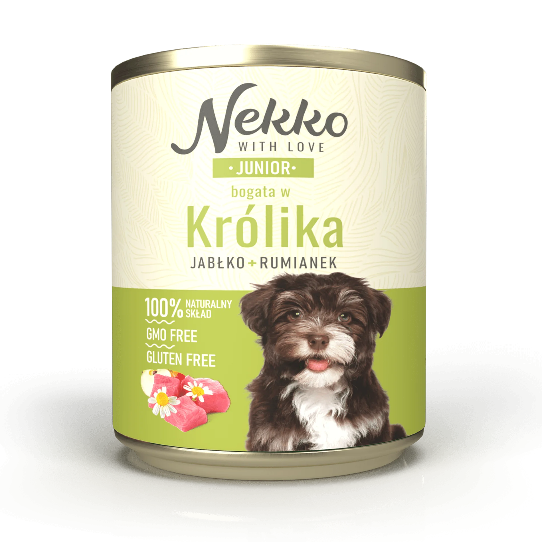 NEKKO puszka pies JUNIOR bogata w królika, jabłko + rumianek