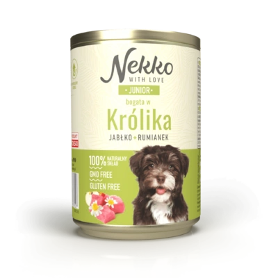 NEKKO puszka pies JUNIOR bogata w królika, jabłko + rumianek