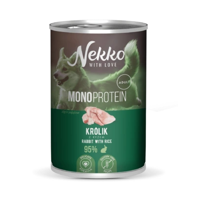 NEKKO MONOPROTEIN ADULT Królik z ryżem puszka 400g