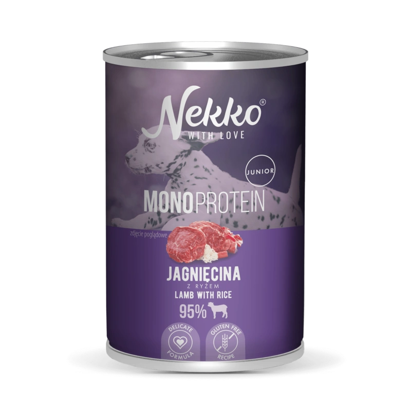 NEKKO MONOPROTEIN JUNIOR Jagnięcina z ryżem- puszka 400g