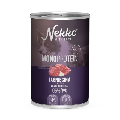 NEKKO MONOPROTEIN ADULT Jagnięcina z ryżem puszka 400g