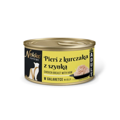 NEKKO SUPREME ADULT Pierś z kurczaka z szynką w galaretce puszka 80g
