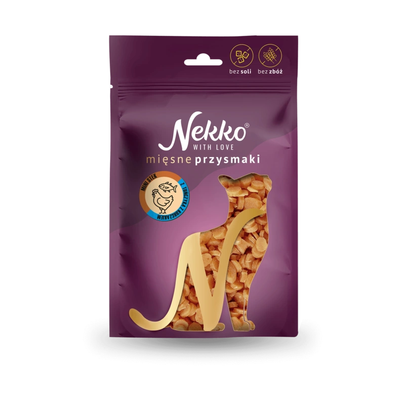NEKKO  Przysmak dla kota –  Mini stek z tuńczyka z kurczakiem 50g