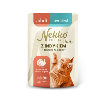 NEKKO DAILY ADULT STERILISED Z indykiem w sosie saszetka 85g