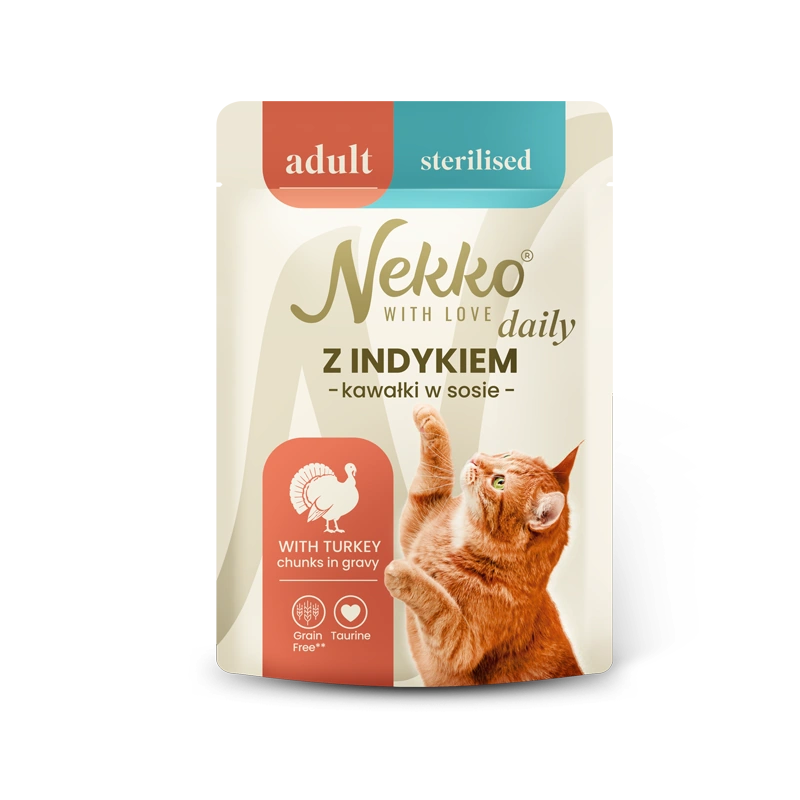 NEKKO DAILY ADULT STERILISED Z indykiem w sosie saszetka 85g